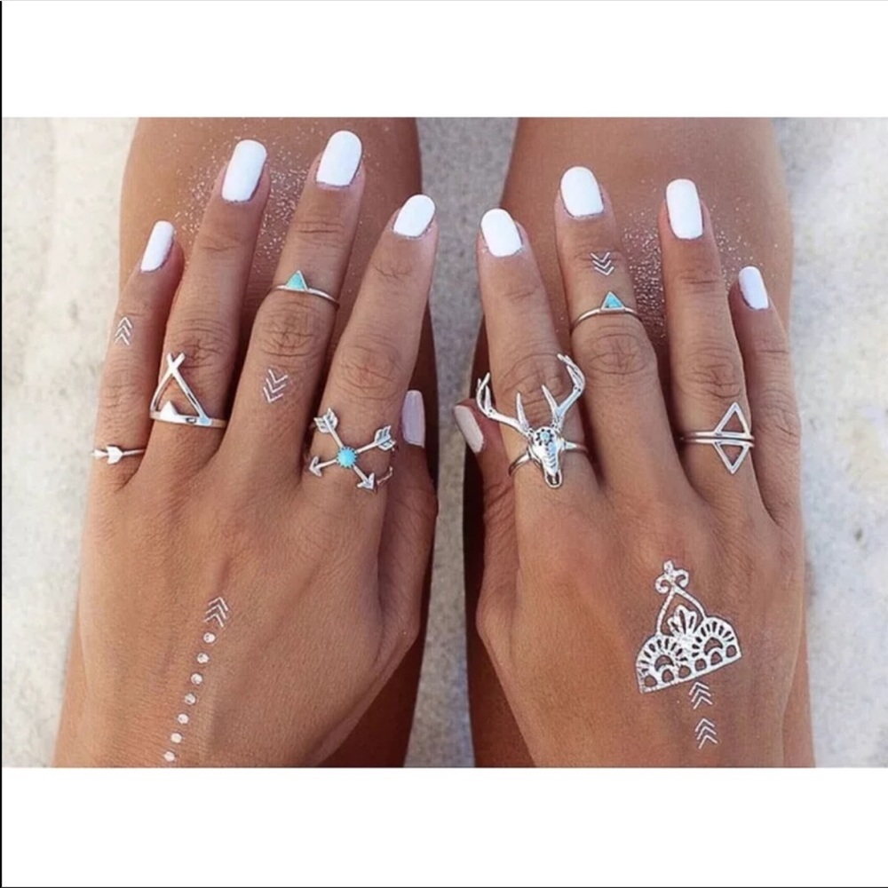 ❤️Boho Deer antler arrow 7 piece ring set❤️ - Picture 3 of 3
